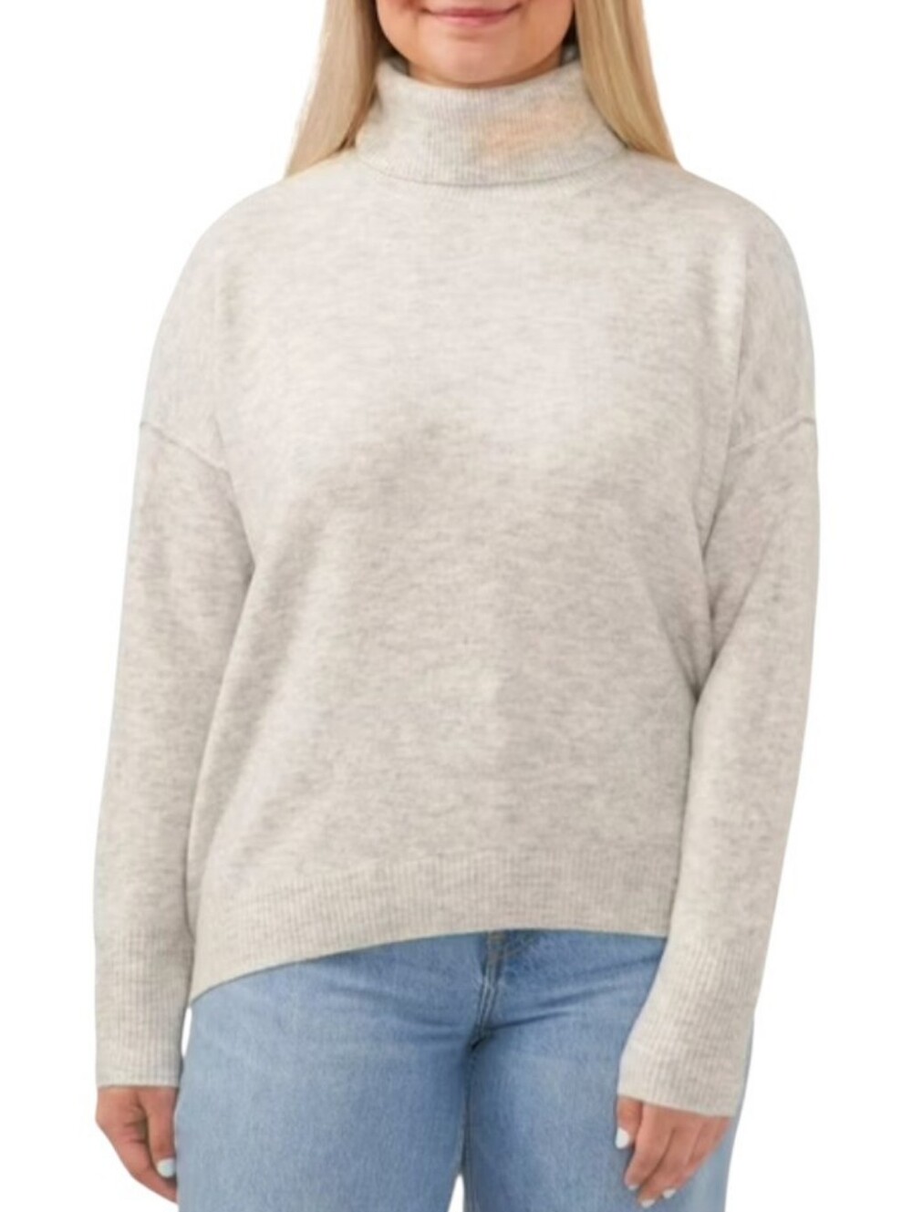 Vince Camuto Light Heather Gray Oversized Long Sleeve Turtleneck Sweater M